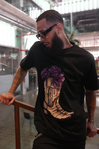 Texas Boot Tee – Embroidery Edition – Black