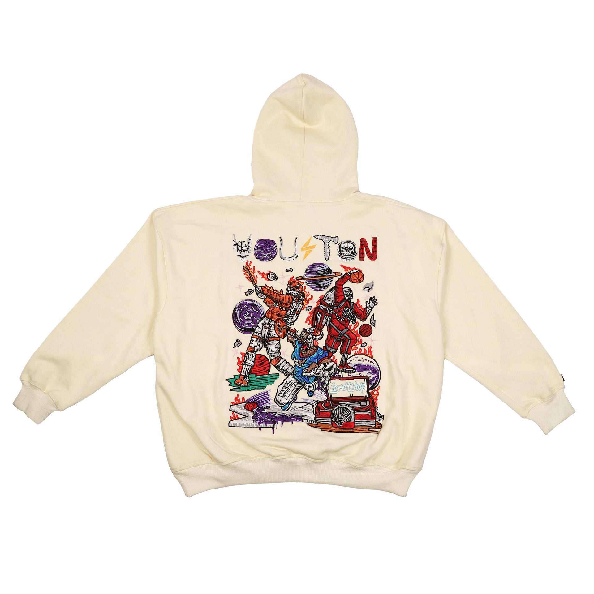 Houston Embroidered Drop-shoulder Hoodie - OFF WHITE