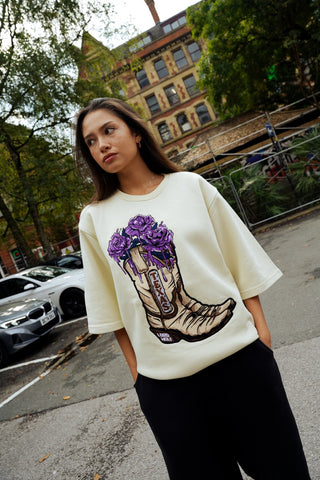 Texas Boot Tee – Embroidery Edition – Off-White