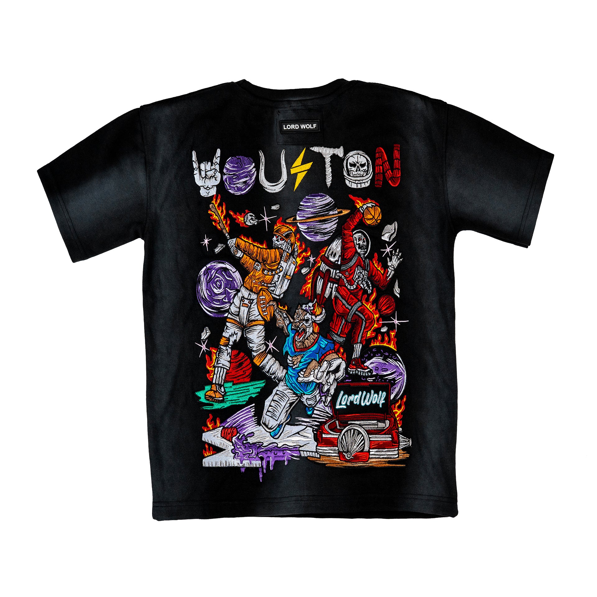 Houston Embroidered Tee - Black