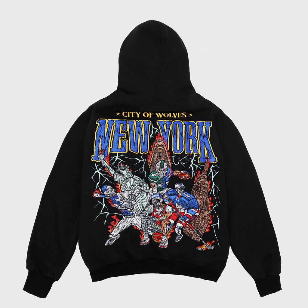 City of Wolves Embroidered Hoodie - Black – Lord Wolf