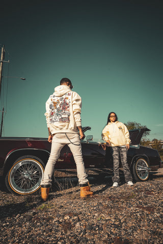 Lord Wolf Houston Embroidered Drop-shoulder Hoodie - OFF WHITE Houston Embroidered Drop-shoulder Hoodie - OFF WHITE